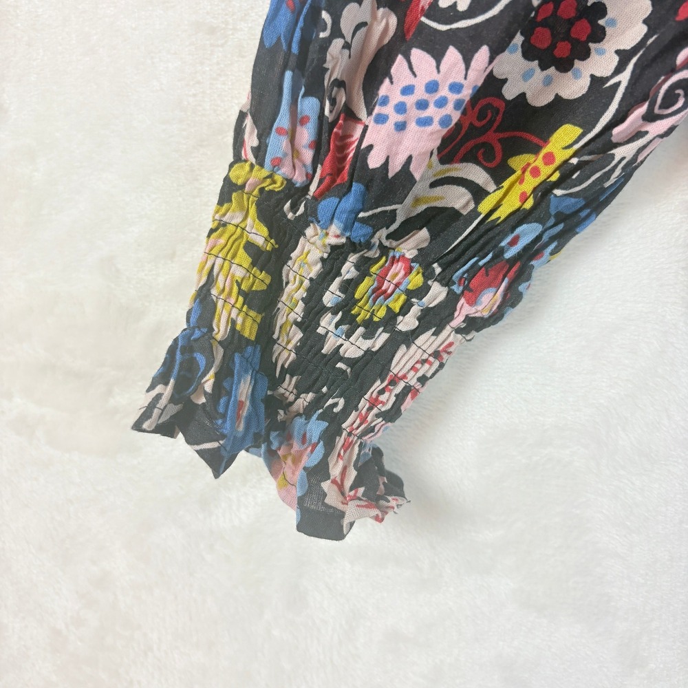 Boden Blouse Women Sz US 6 UK 10 Floral Paisley Smocked Cotton Multi Color - Picture 7 of 13